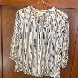 LOFT Black and White Striped Blouse